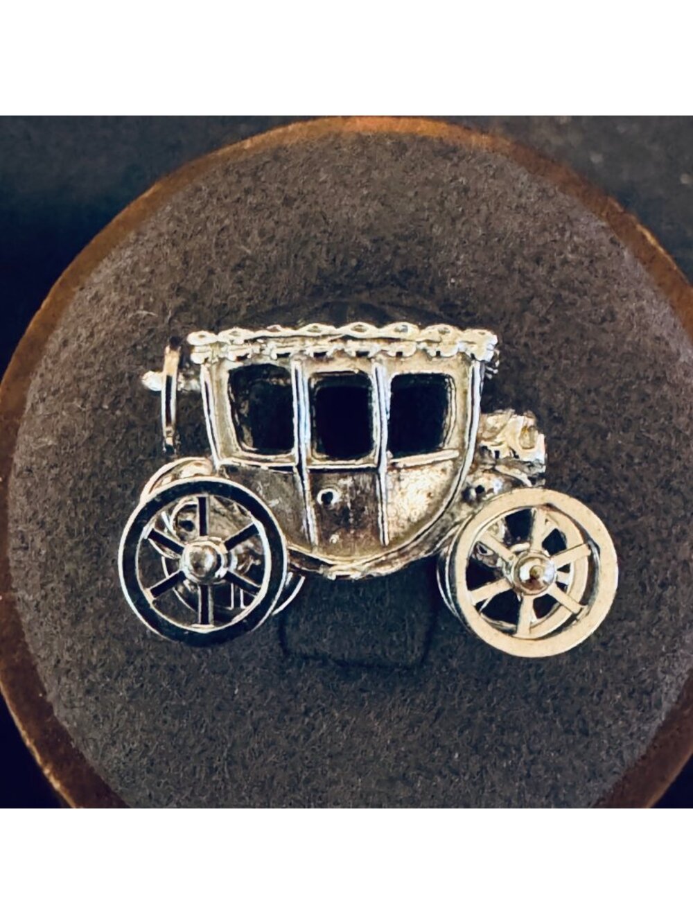 Sterling Silver 925 Wagon Coach Three Dimensional Charm Size 0.75" Length